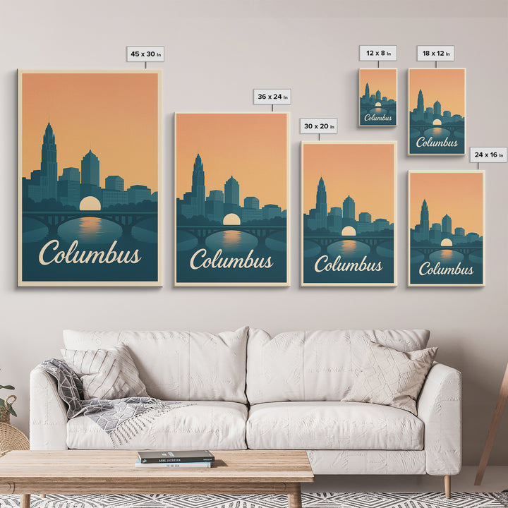 Columbus Travel Poster, Canvas Print, Vintage Travel Poster Art, Columbus Travel Art, Living Room Wall Art, Vintage Travel Art