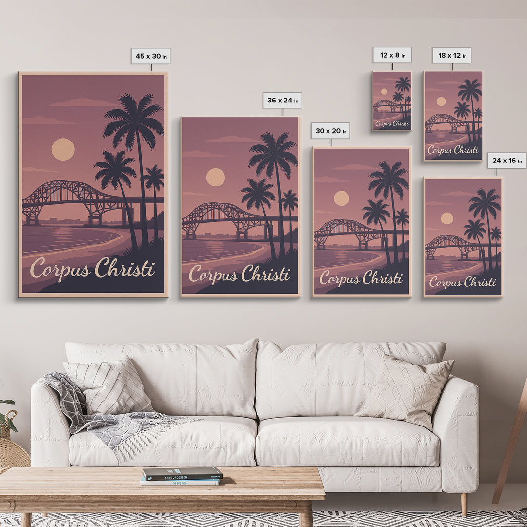 Corpus Christi Travel Poster, Canvas Print, Mid Century City Wall Art, Corpus Christi Art Print, Wanderlust Decor, Gift For Travelers