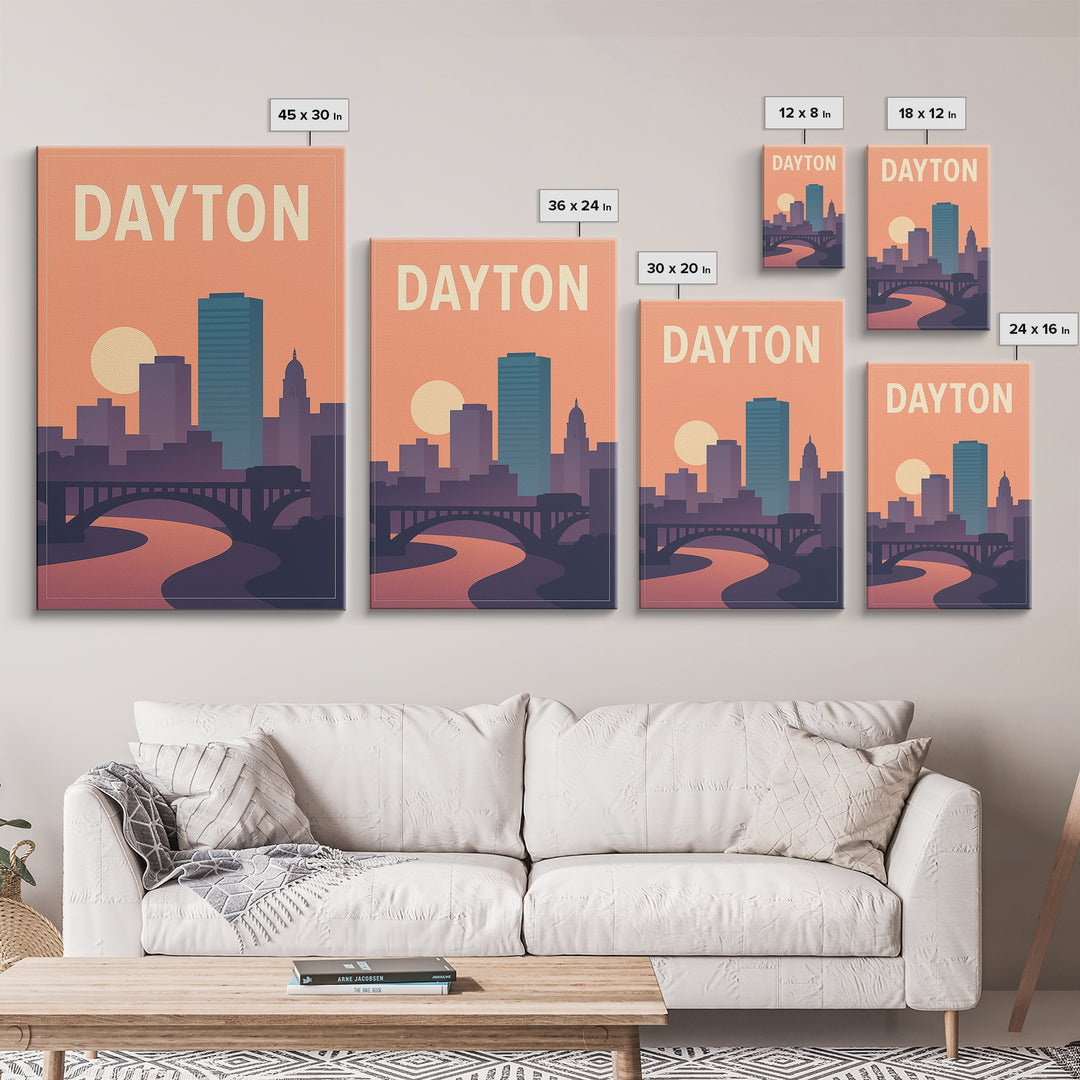 Dayton Travel Poster, Canvas Print, Classic Travel Poster Art, Dayton Wall Art, City Travel Prints, Travel Art Print, Travel Wall Art