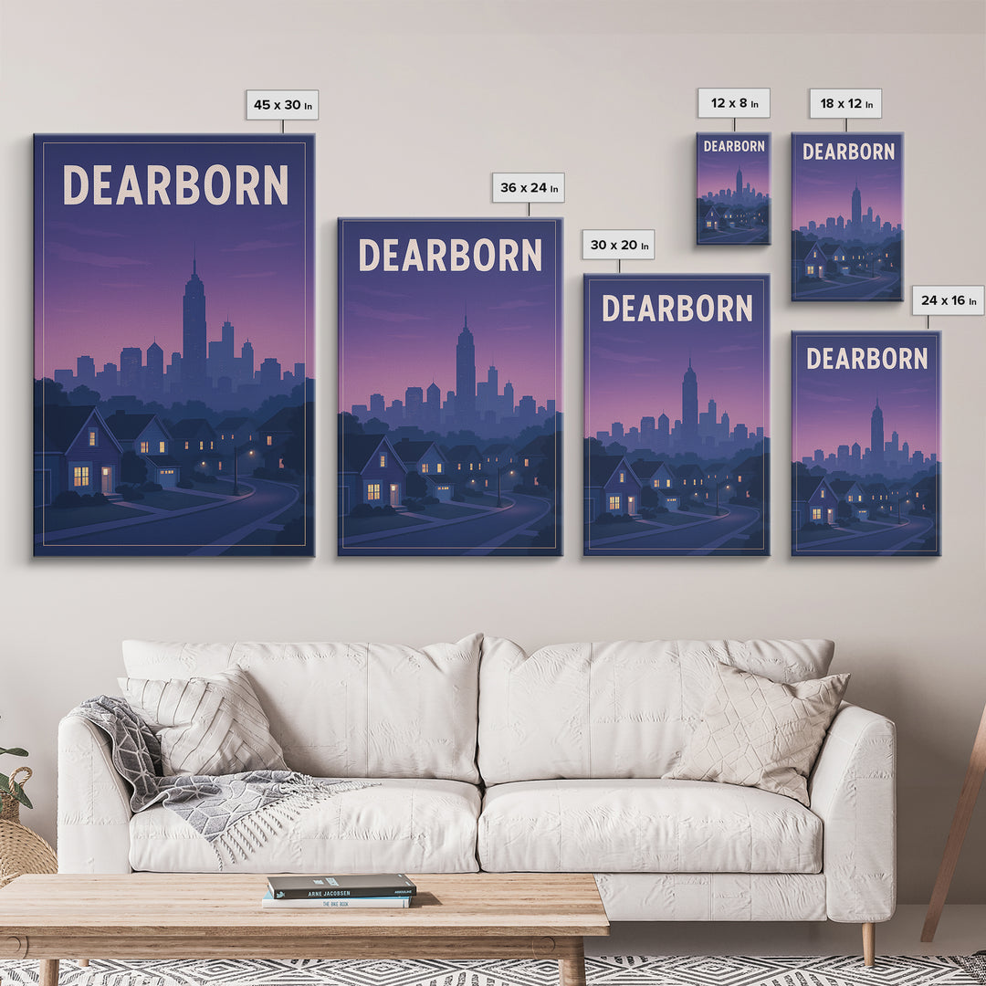 Dearborn Michigan Travel Poster, Framed Canvas Print, Vintage Travel Poster Art, Dearborn Wall Art, Fine Art Print, Vintage Travel Print