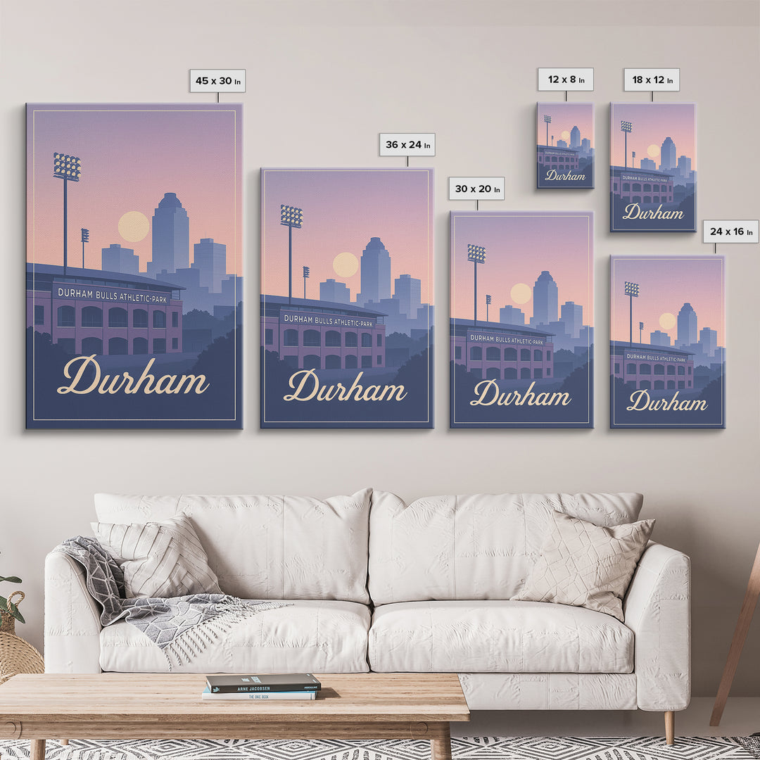 Durham Travel Poster, Framed Canvas Print, Vintage Travel Poster Art, Durham Poster Print, City Illustration, Gift For Travelers