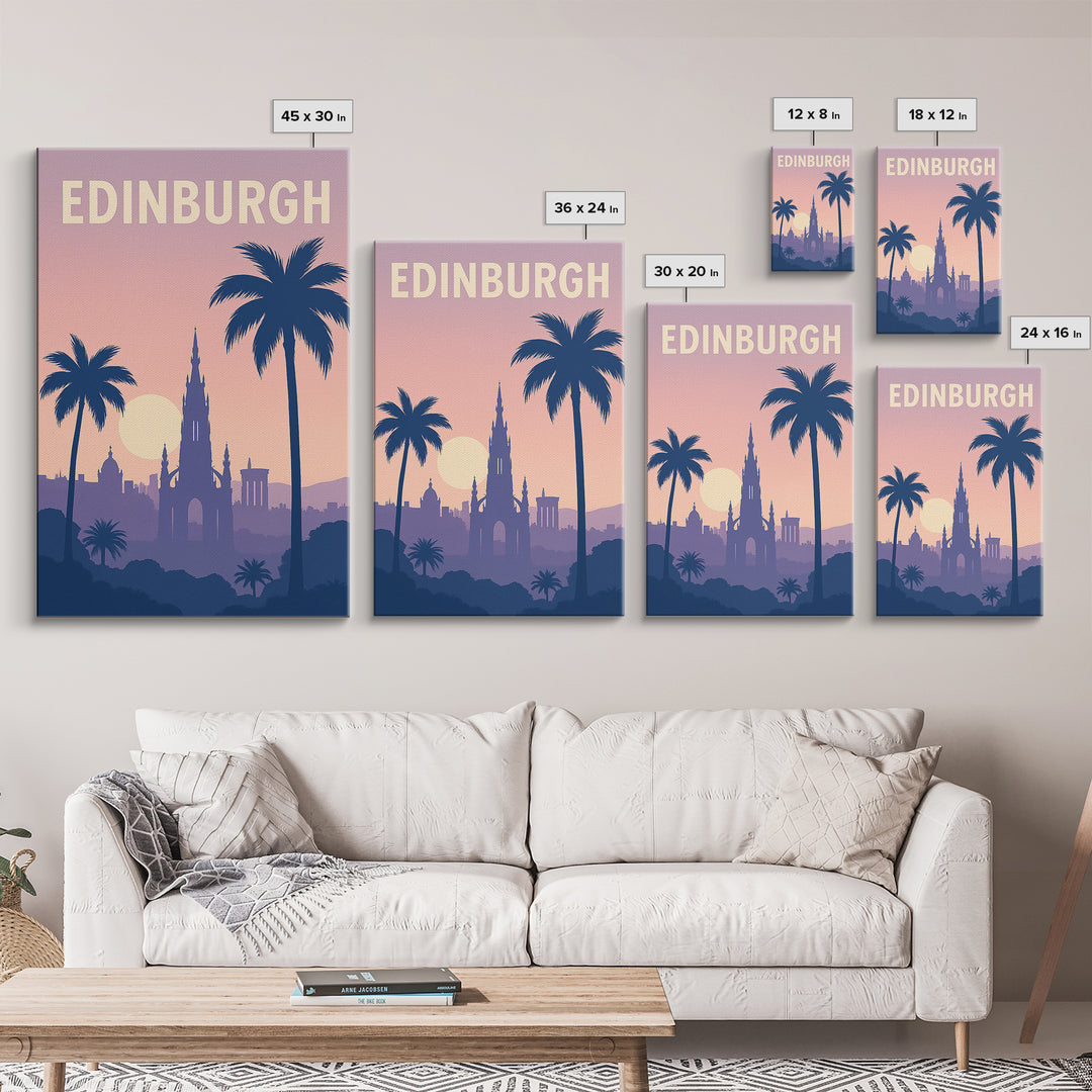 Edinburgh Texas Travel Poster, Framed Canvas Print, Mid Century City Wall Art, Edinburgh City Art, Vintage Travel Print, Gift For Travelers