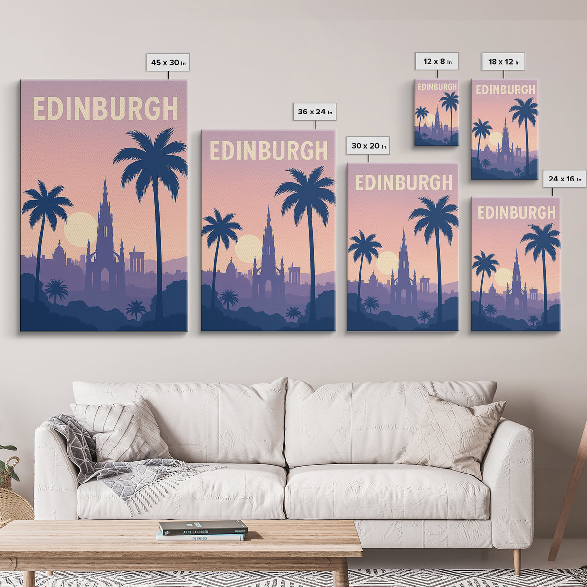 Edinburgh Texas Travel Poster, Framed Canvas Print, Mid Century City Wall Art, Edinburgh City Art, Vintage Travel Print, Gift For Travelers