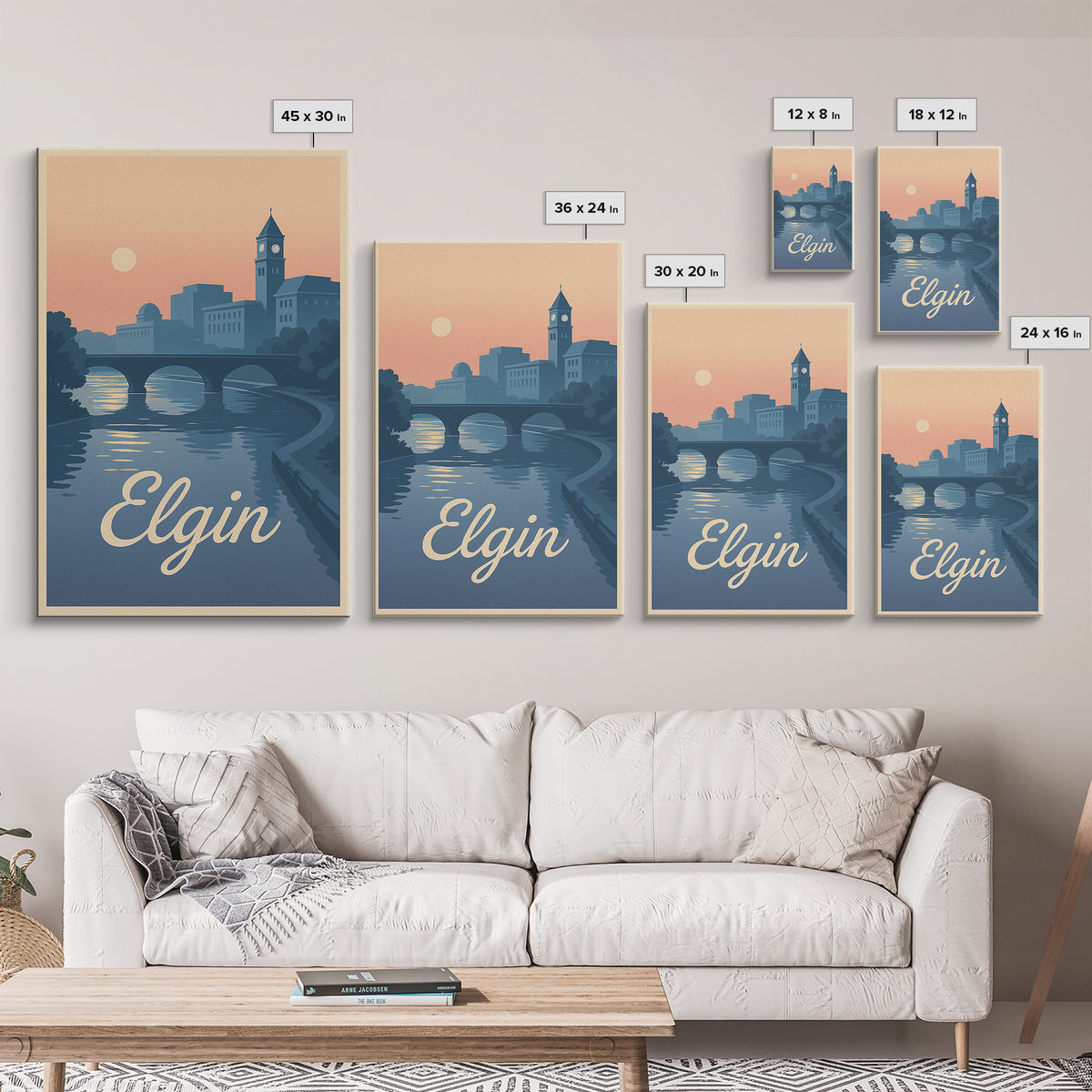 Elgin Travel Poster, Canvas Print, Vintage Travel Poster Art, Elgin Travel Art, Vintage Travel Print, City Travel Prints, Vintage Travel Art