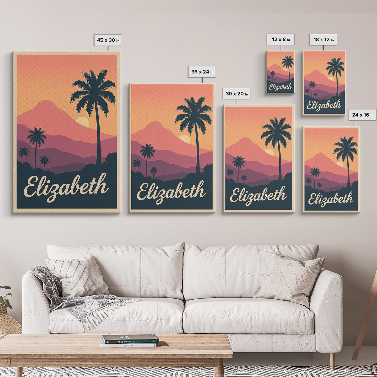 Elizabeth New Jersey Travel Poster, Canvas Print, Retro Sunset Skyline Art, Elizabeth Art Print, Travel Wall Art, Travel Art, City Art Print