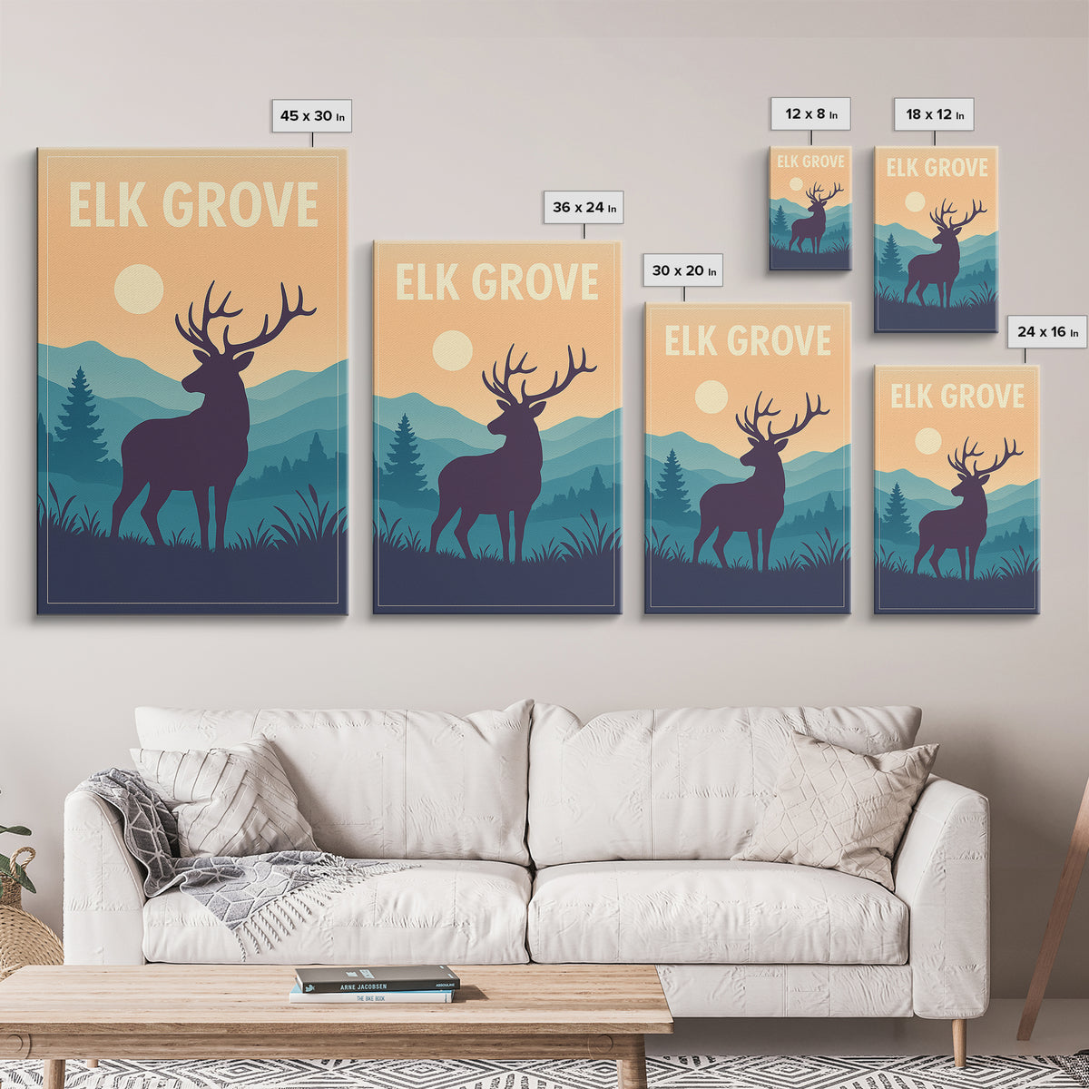 Elk Grove Travel Poster, Canvas Print, Mid Century City Wall Art, Elk Grove City Art, City Art Print, Mid Century Wall Art, Poster Print