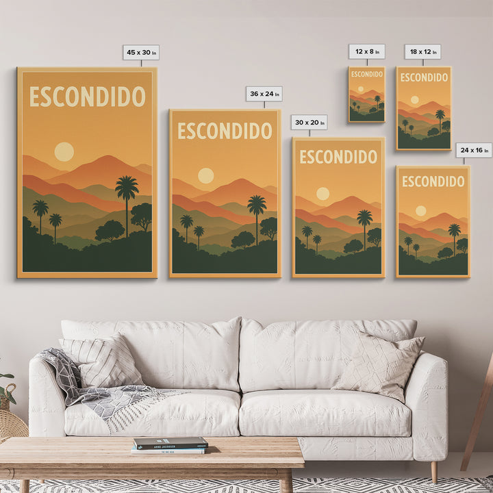 Escondido Travel Poster, Canvas Print, Classic Travel Poster Art, Escondido City Art, Vintage City Poster, Travel Wall Art, Travel Gift