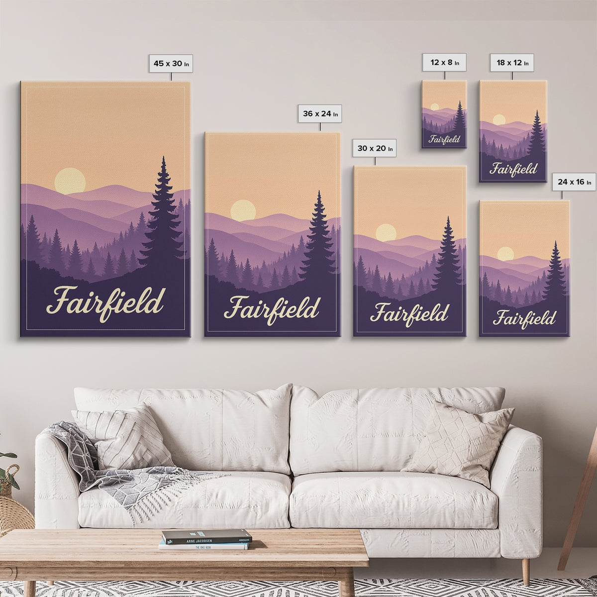 Fairfield California Travel Poster, Canvas Print, Mid Century City Wall Art, Fairfield Travel Art, Home Office Decor, Travel Wall Decor
