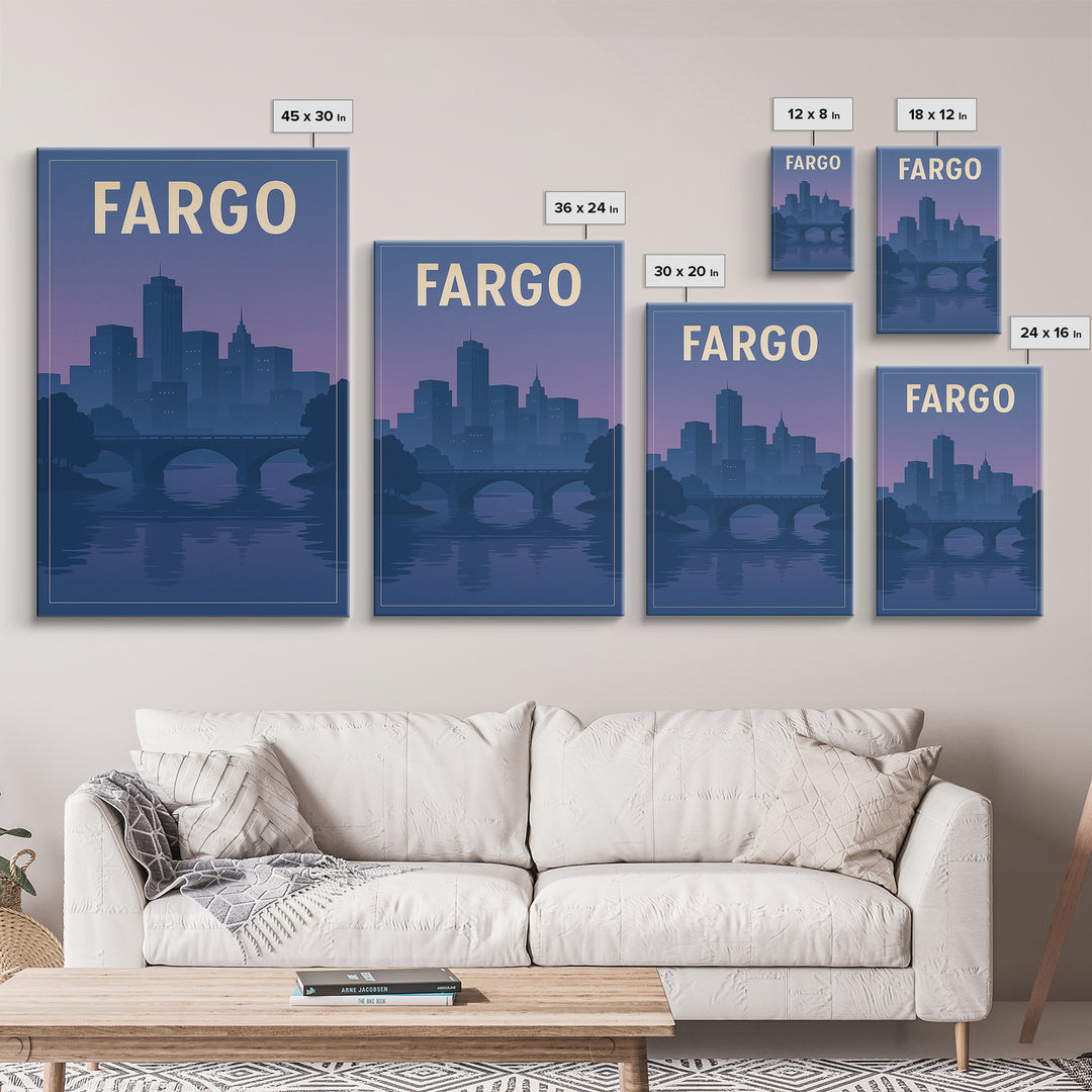 Fargo North Dakota Travel Poster, Canvas Print, Classic Travel Poster Art, Fargo Travel Art, Travel Art Print, Wall Art, Wall Art