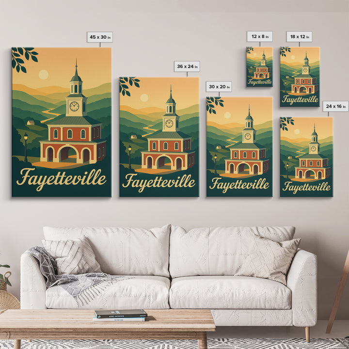 Fayetteville North Carolina Travel Poster, Canvas Print, Mid Century City Wall Art, Fayetteville Poster Print, City Illustration, Art Print