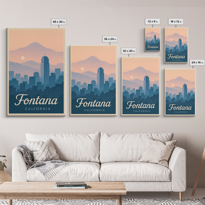 Fontana Travel Poster, Canvas Print, Mid Century City Wall Art, Fontana Poster Print, Gift For Travelers, Retro Travel Print, Wall Art
