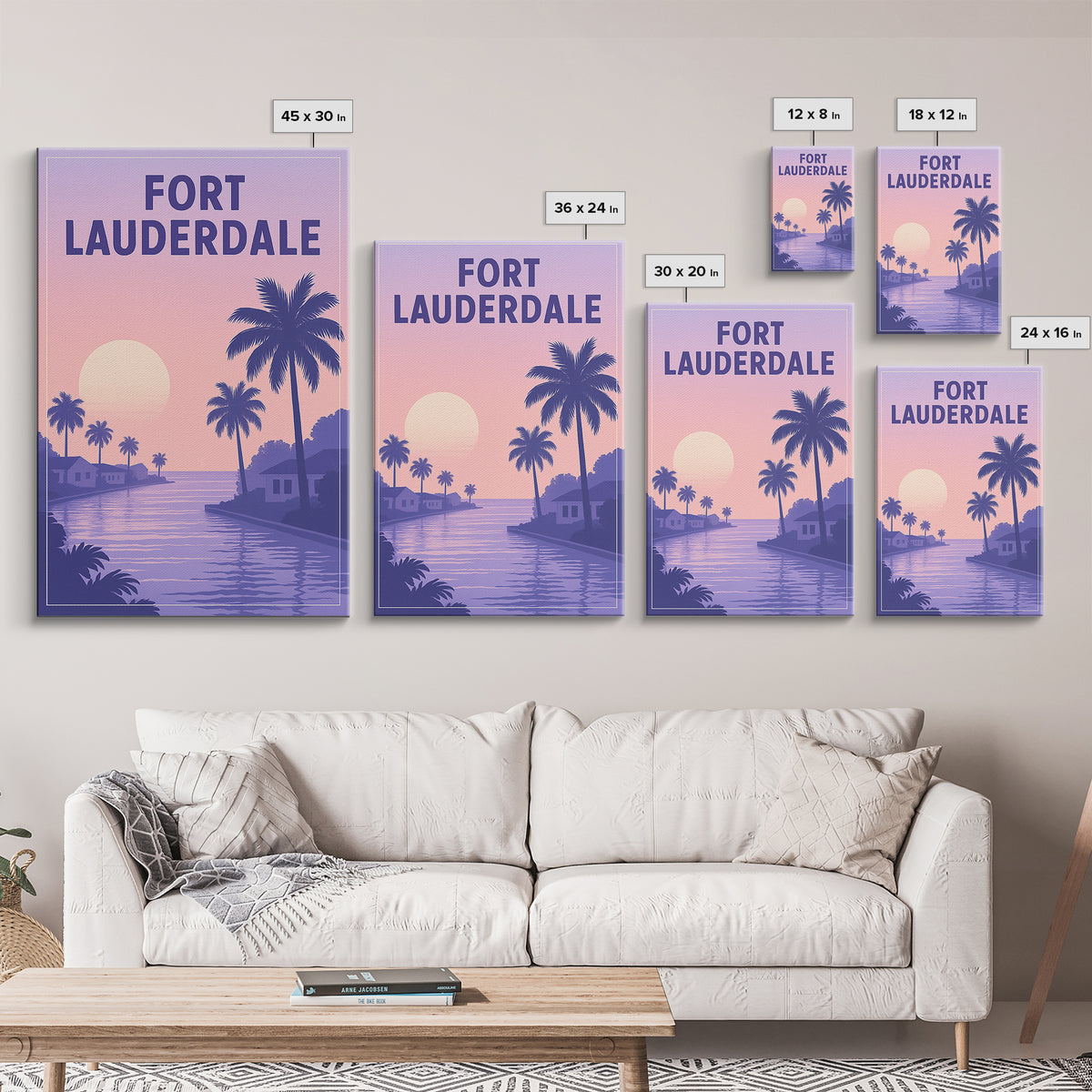 Fort Lauderdale Florida Travel Poster, Canvas Print, Mid Century City Wall Art, Fort Lauderdale Wall Art, Wanderlust Decor, Wall Art
