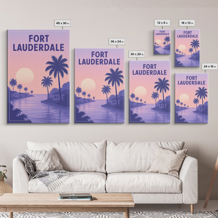 Fort Lauderdale Florida Travel Poster, Canvas Print, Mid Century City Wall Art, Fort Lauderdale Wall Art, Wanderlust Decor, Wall Art