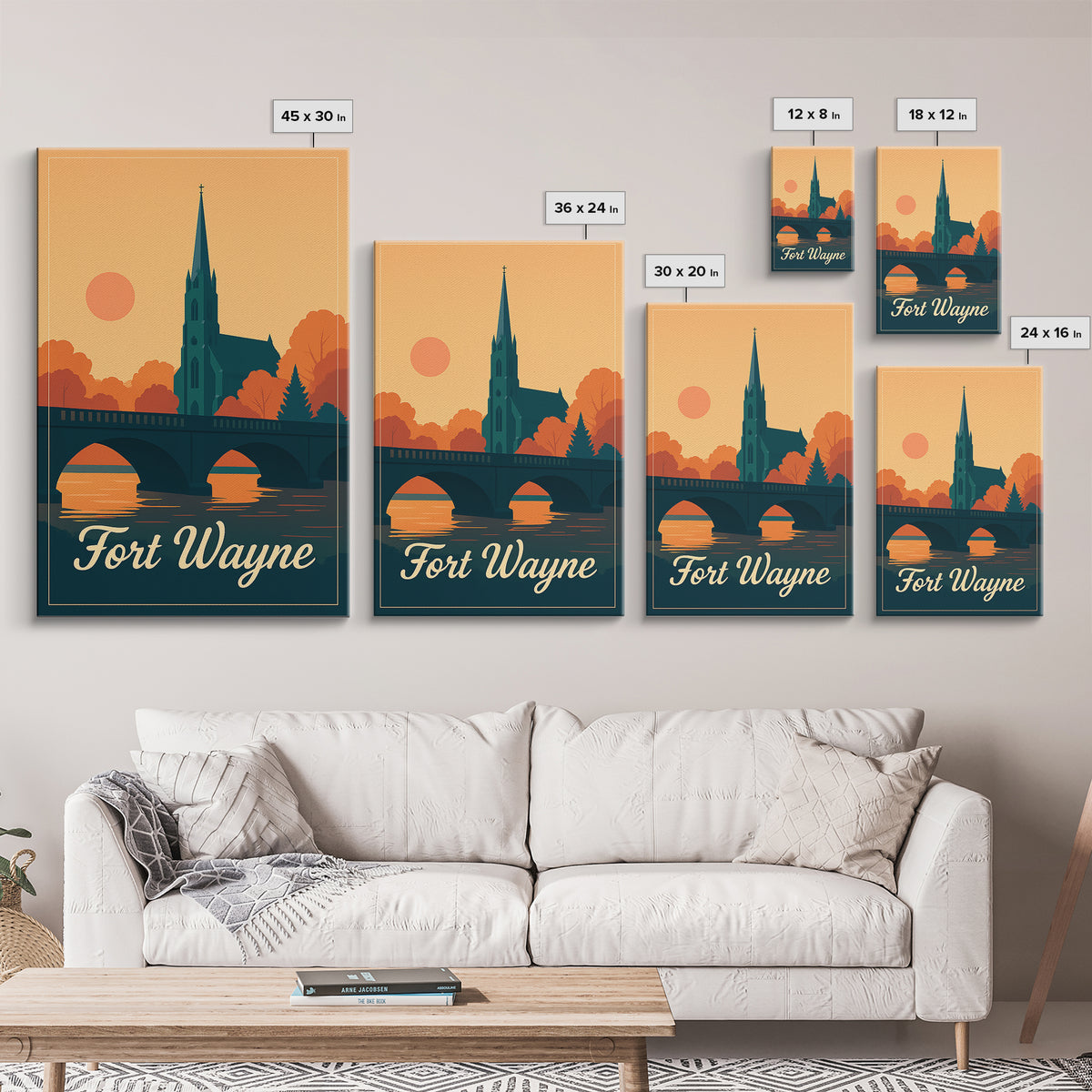 Fort Wayne Indiana Travel Poster, Canvas Print, Classic Travel Poster Art, Fort Wayne Poster Print, Travel Wall Decor, City Travel Prints