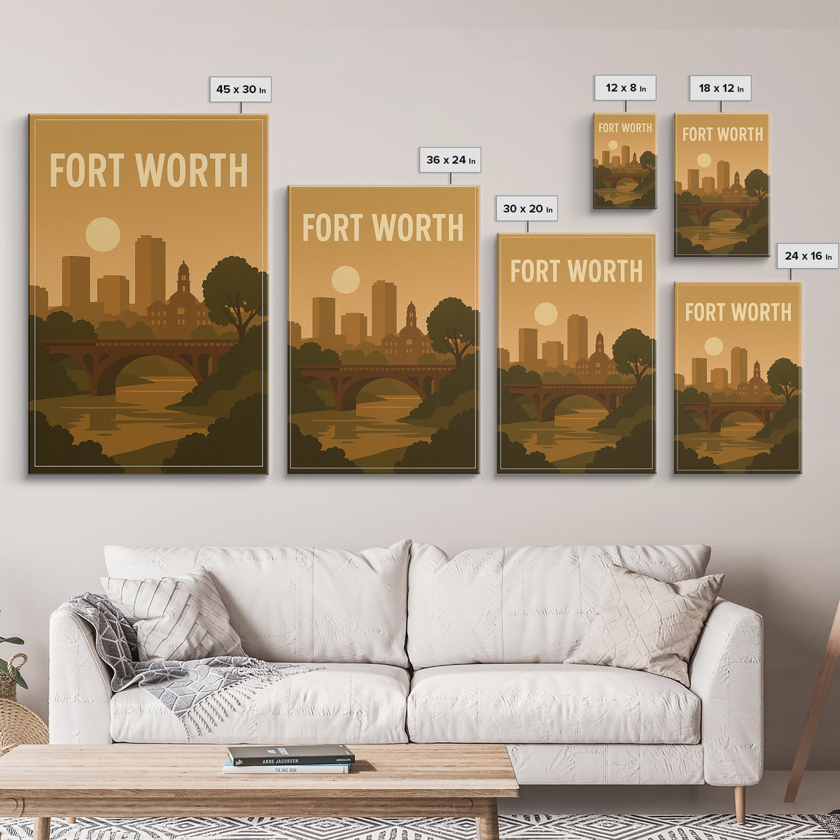Fort Worth Texas Travel Poster, Canvas Print, Mid Century City Wall Art, Fort Worth Poster Print, Fine Art Print, Modern Wall Decor