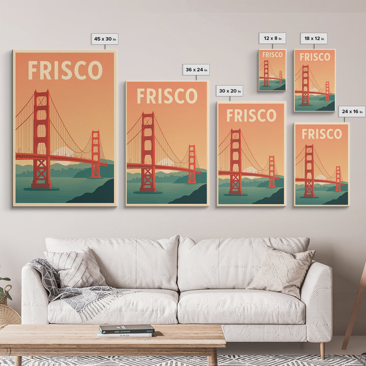 Frisco Travel Poster, Canvas Print, Mid Century City Wall Art, Frisco Art Print, Retro Travel Print, Home Office Decor, Travel Wall Decor