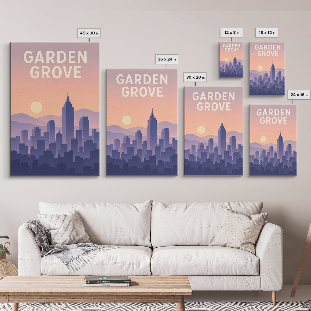 Garden Grove California Travel Poster, Canvas Print, Mid Century City Wall Art, Garden Grove Wall Art, Travel Poster Art, Travel Art Print