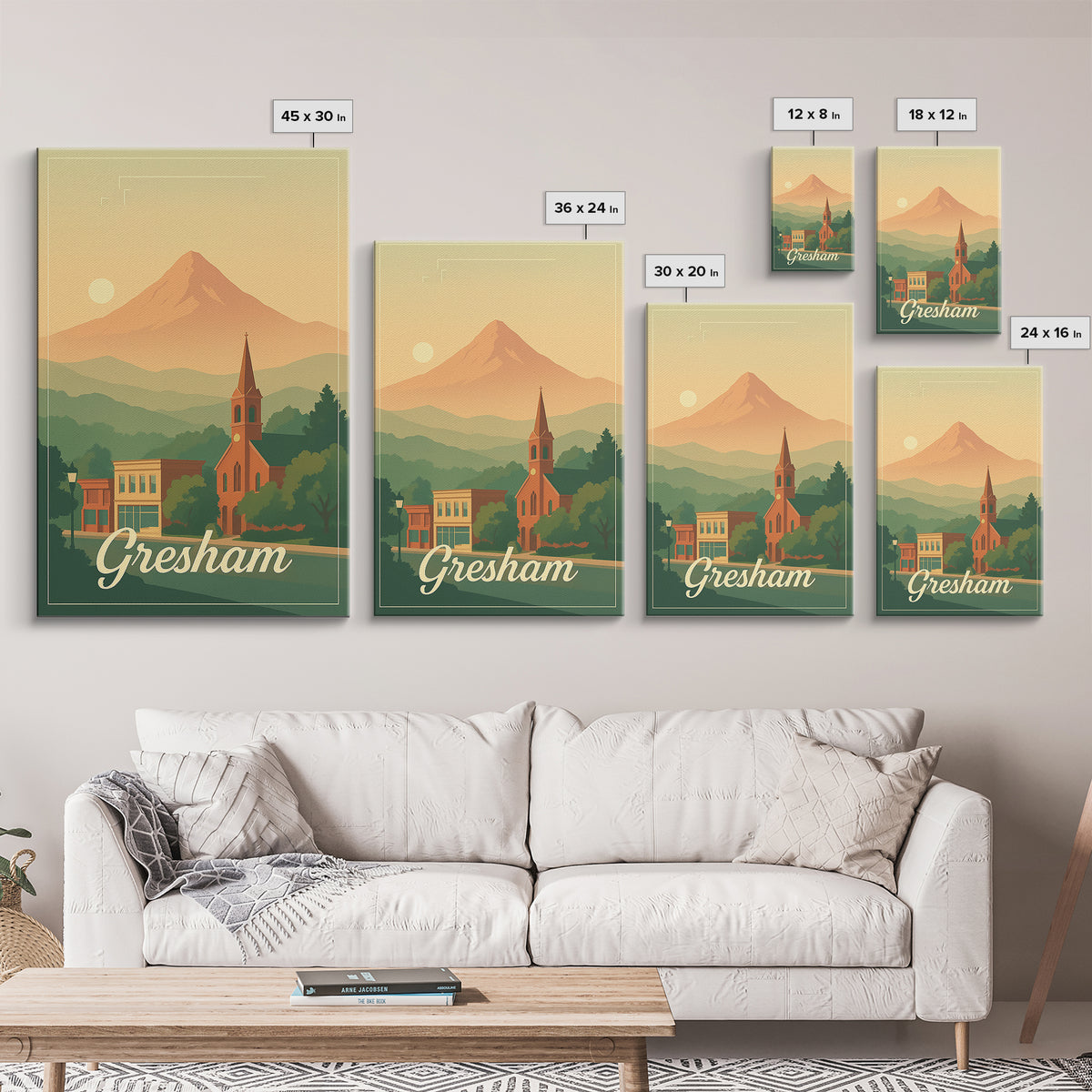 Gresham Oregon Travel Poster, Canvas Print, Classic Poster Art, Gresham Wall Art, Office Decor, City Travel Prints, Retro Travel Print