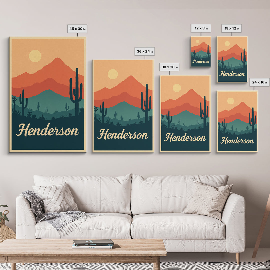 Henderson Nevada Travel Poster, Canvas Print, Classic Travel Poster Art, Henderson Art Print, City Travel Prints, Living Room Wall Art