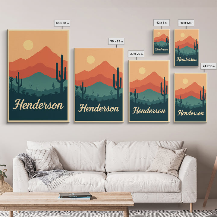 Henderson Nevada Travel Poster, Canvas Print, Classic Travel Poster Art, Henderson Art Print, City Travel Prints, Living Room Wall Art