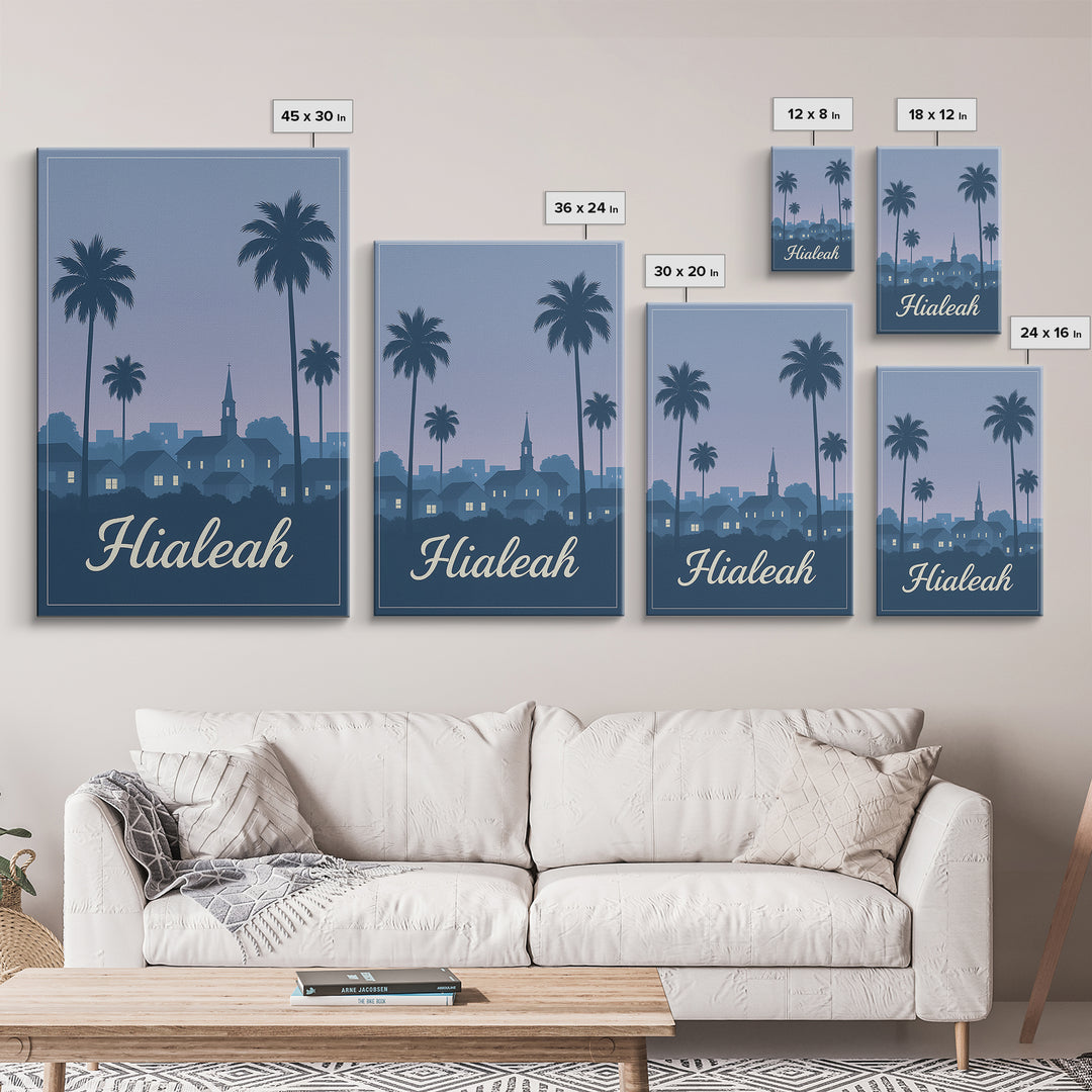 Hialeah Travel Poster, Framed Canvas Print, Mid Century City Wall Art, Hialeah Poster Print, Vintage Travel Print, Travel Poster Art