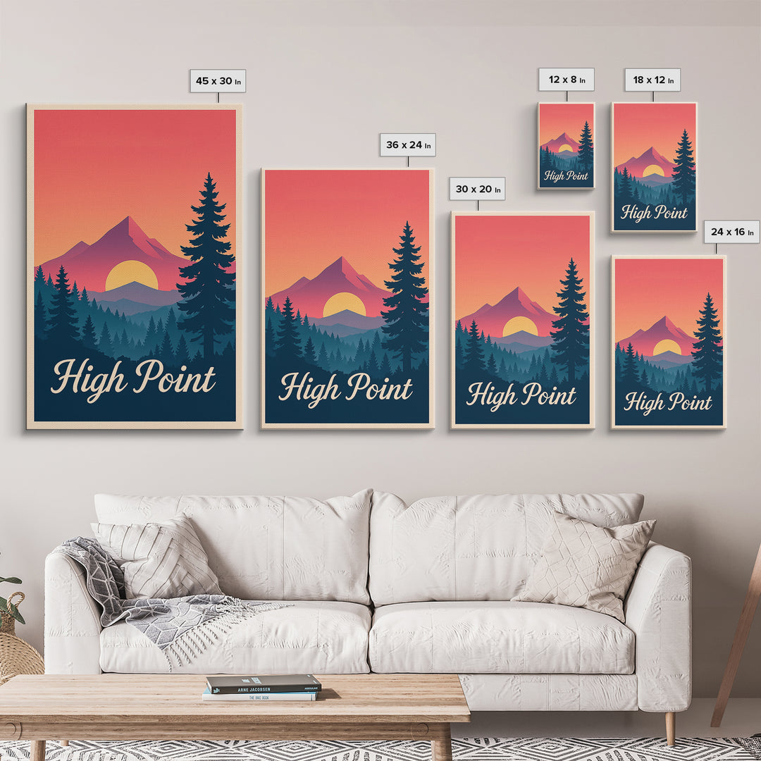 High Point North Carolina Travel Poster, Canvas Print, Mid Century City Wall Art, High Point City Art, Travel Art Print, Vintage Travel Art