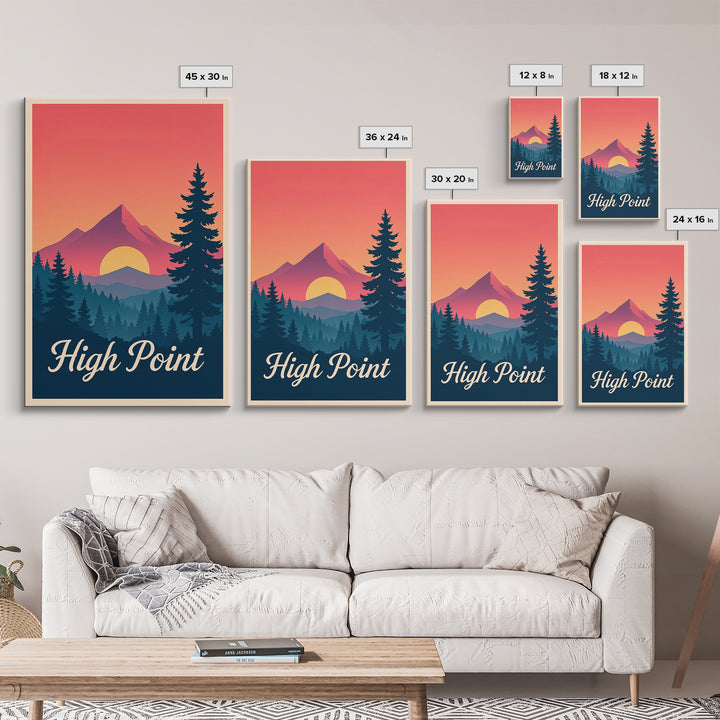 High Point North Carolina Travel Poster, Canvas Print, Mid Century City Wall Art, High Point City Art, Travel Art Print, Vintage Travel Art