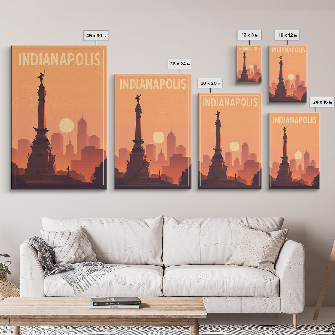 Indianapolis Indiana Travel Poster, Canvas Print, Classic Travel Poster Art, Indianapolis Travel Art, Vintage Travel Art, Travel Wall Art