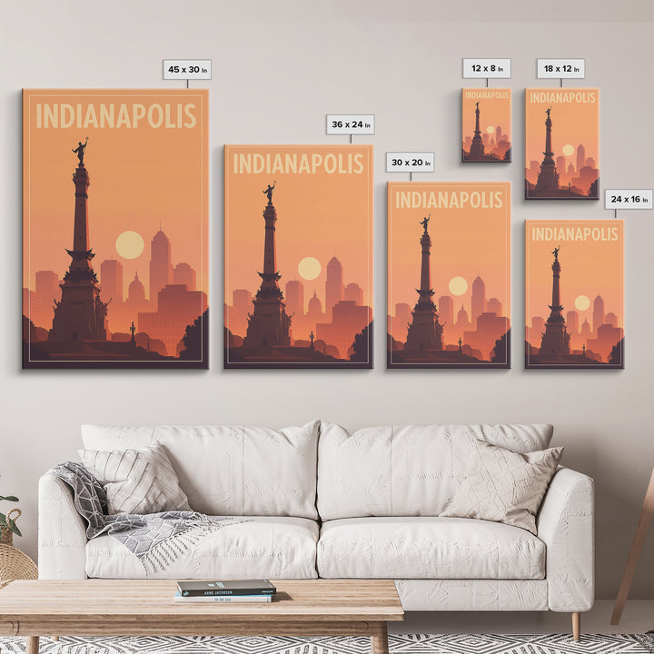 Indianapolis Indiana Travel Poster, Canvas Print, Classic Travel Poster Art, Indianapolis Travel Art, Vintage Travel Art, Travel Wall Art