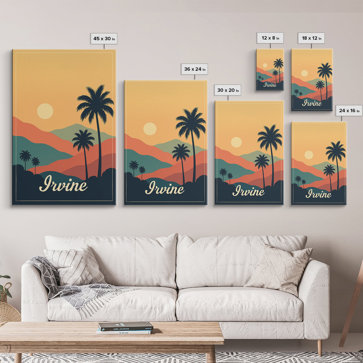 Irvine California Travel Poster, Canvas Print, Classic Poster Art, Irvine Poster Print, City Illustration, City Art Print, Travel Poster Set