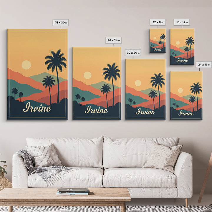 Irvine California Travel Poster, Canvas Print, Classic Poster Art, Irvine Poster Print, City Illustration, City Art Print, Travel Poster Set