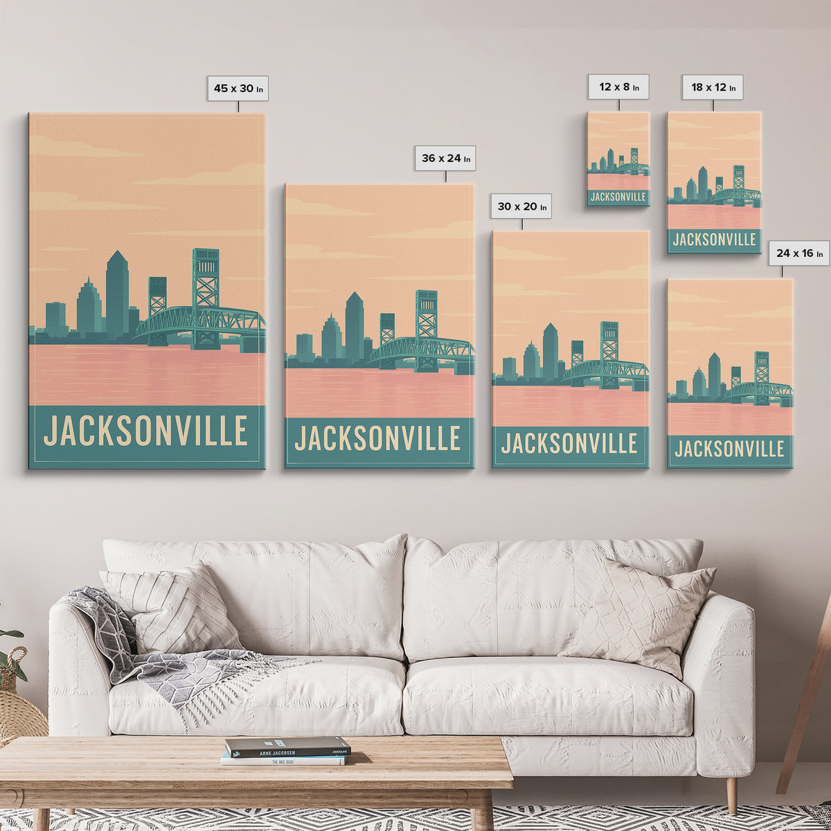 Jacksonville Travel Poster, Canvas Print, Classic Travel Poster Art, Jacksonville Wall Art, Fine Art Print, Home Office Decor, Design 2