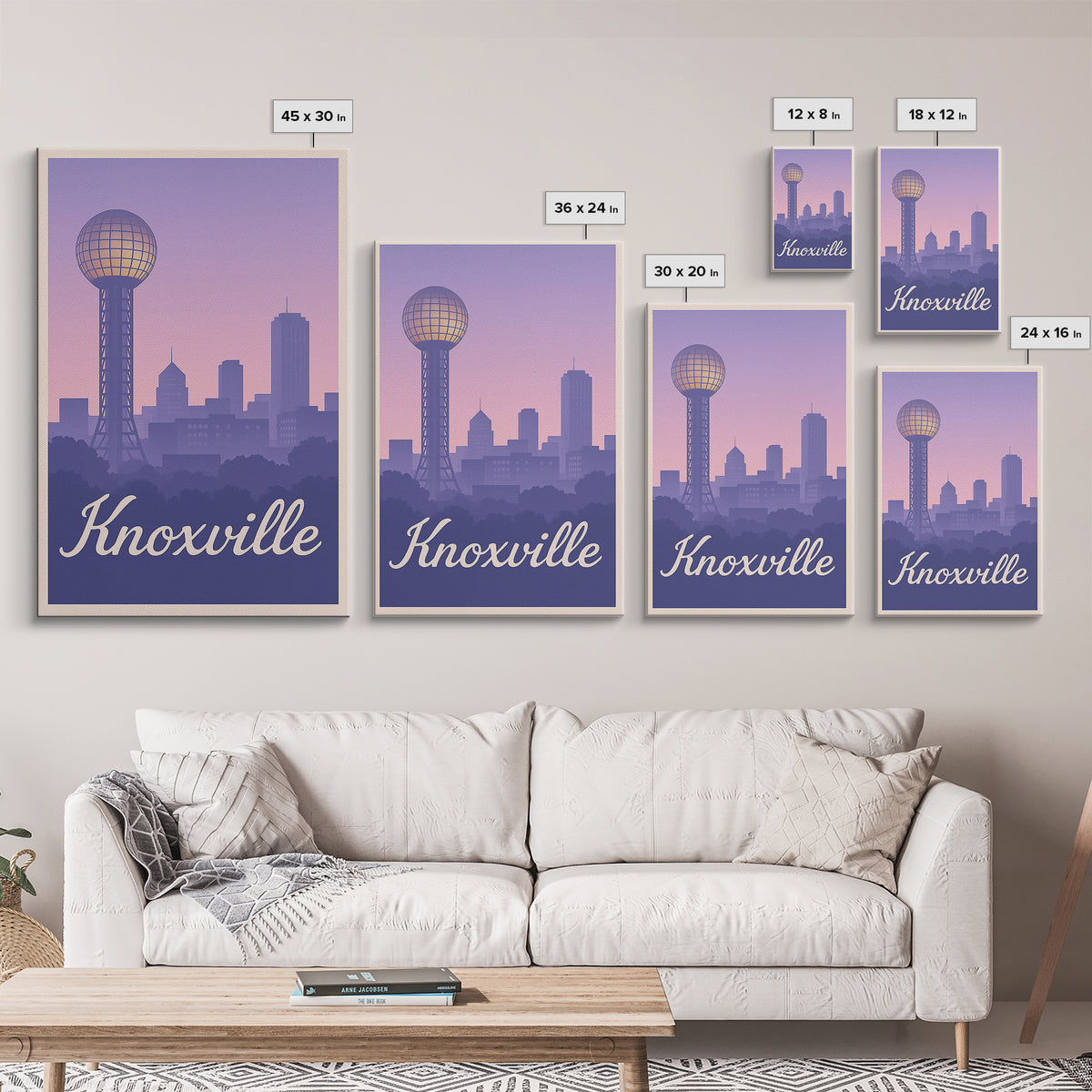 Knoxville Travel Poster, Framed Canvas Print, Mid Century City Wall Art, Knoxville Travel Art, Mid Century Wall Art, Travel Wall Decor