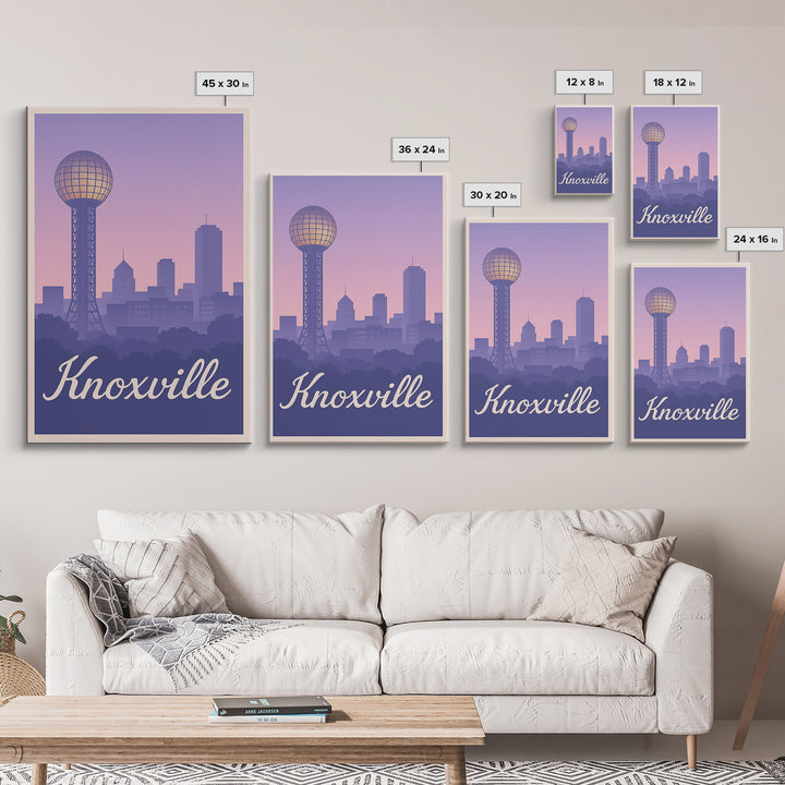 Knoxville Travel Poster, Framed Canvas Print, Mid Century City Wall Art, Knoxville Travel Art, Mid Century Wall Art, Travel Wall Decor