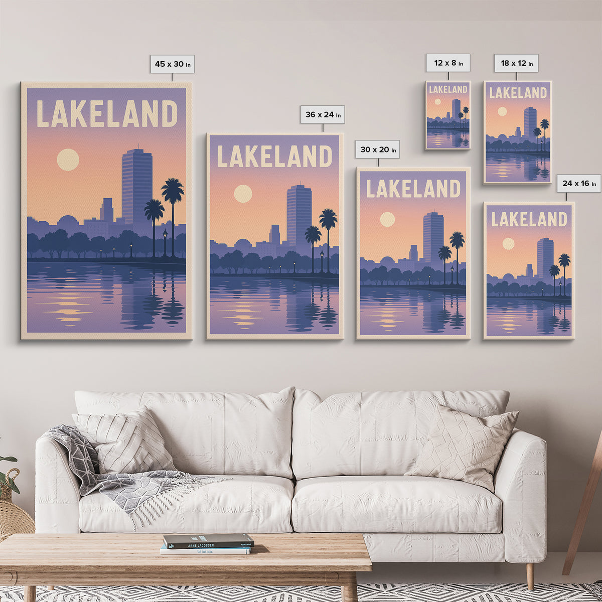 Lakeland Florida Travel Poster, Framed Canvas Print, Mid Century City Wall Art, Lakeland Poster Print, Vintage Travel Art, Travel Wall Art