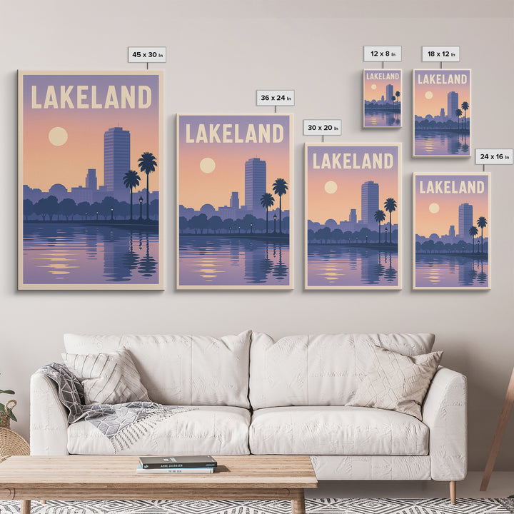 Lakeland Florida Travel Poster, Framed Canvas Print, Mid Century City Wall Art, Lakeland Poster Print, Vintage Travel Art, Travel Wall Art