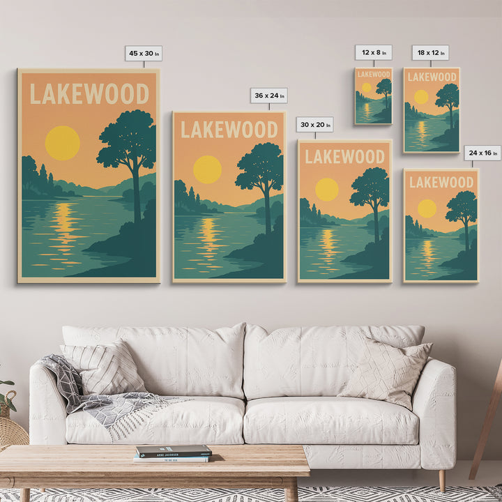 Lakewood Travel Poster, Framed Canvas Print, Classic Travel Poster Art, Lakewood City Art, Travel Poster Art, Retro Travel Print