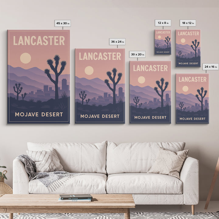 Lancaster California Travel Poster, Canvas Print, Classic Travel Poster Art, Lancaster Wall Art, Wall Decor, City Art Print, Travel Wall Art
