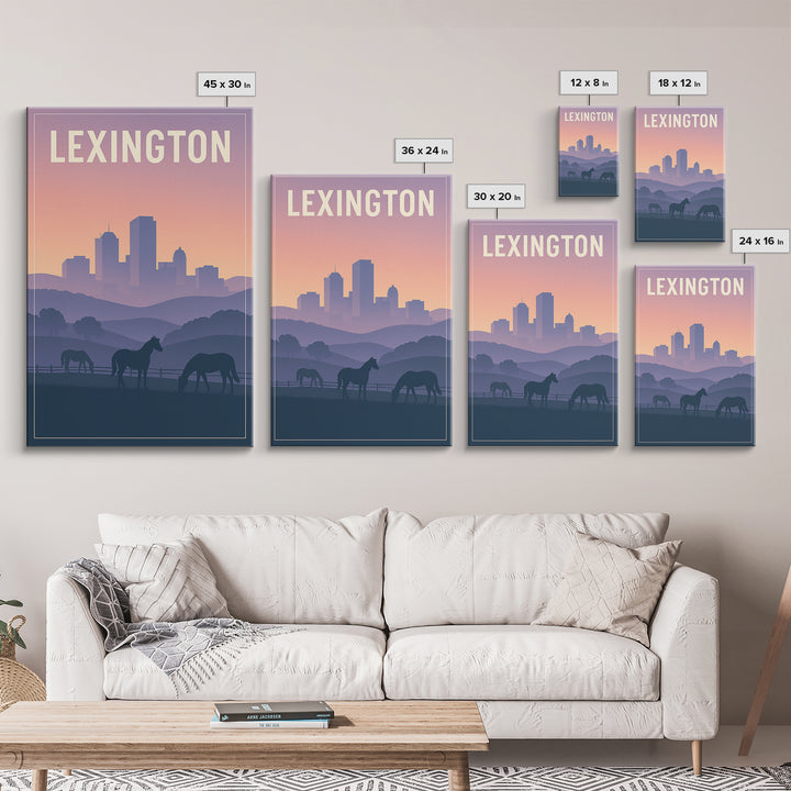 Lexington Kentucky Travel Poster, Framed Canvas Print, Classic Travel Poster Art, Lexington Art Print, Travel Wall Art, City Illustration