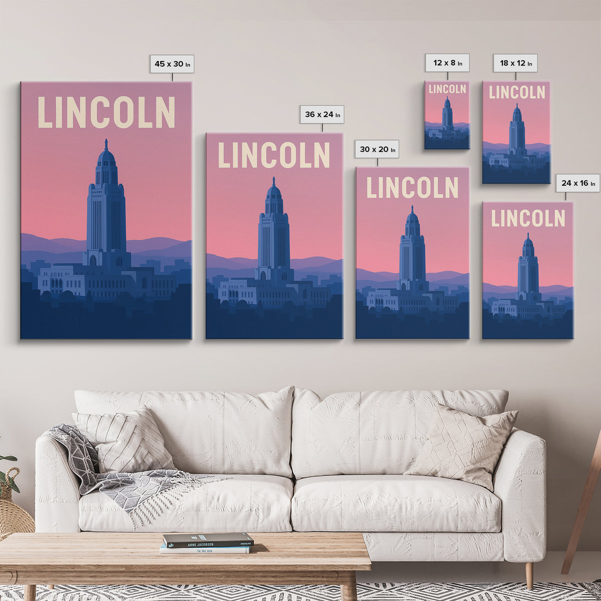 Lincoln Nebraska Travel Poster, Canvas Print, Mid Century City Wall Art, Lincoln Poster Print, City Travel Prints, Art Print, Wall Decor