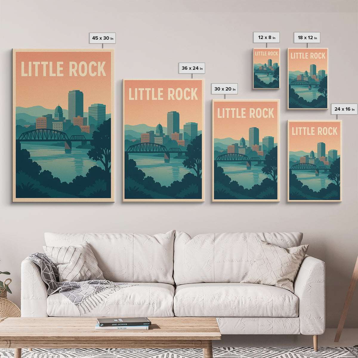 Little Rock Arkansas Travel Poster, Canvas Print, Retro Sunset Skyline Art, Little Rock City Art, Home Office Decor, Retro Travel Print