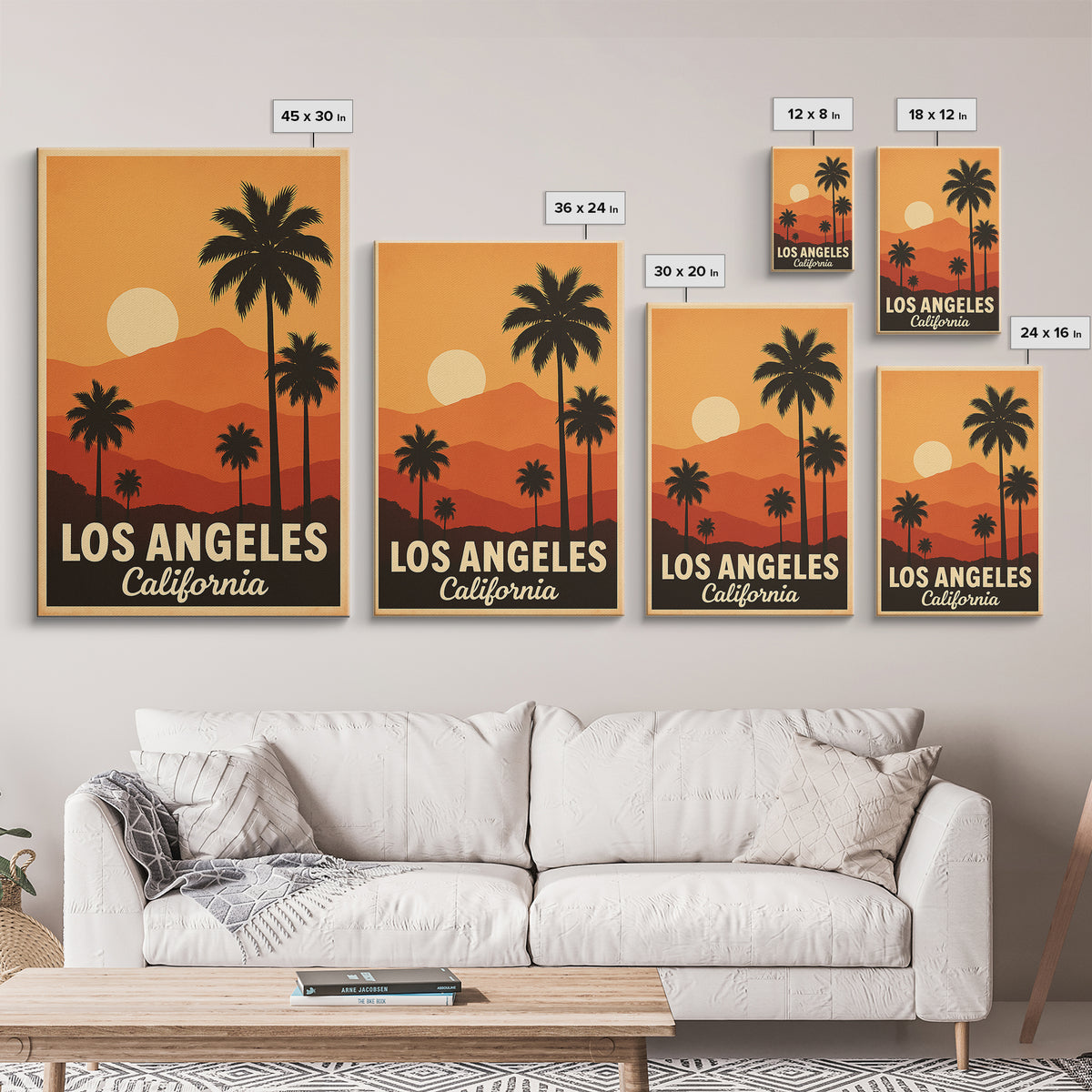 Los Angeles Travel Poster, Canvas Print, Mid Century City Wall Art, Los Angeles City Art, Retro Travel Print, Fine Art Print, Wall Art