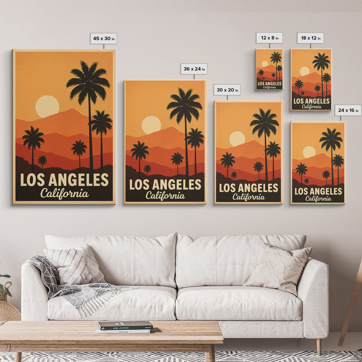 Los Angeles Travel Poster, Canvas Print, Mid Century City Wall Art, Los Angeles City Art, Retro Travel Print, Fine Art Print, Wall Art