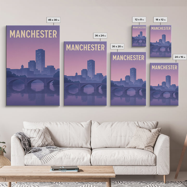 Manchester Travel Poster, Framed Canvas Print, Classic Travel Poster Art, Manchester Art Print, Travel Art Print, Fine Art Print