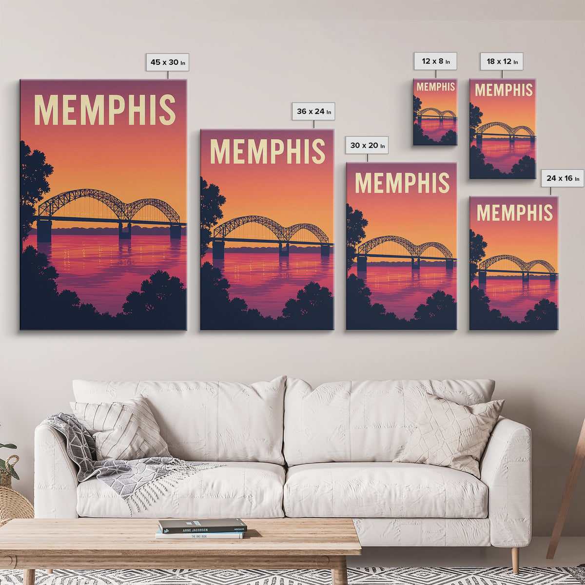 Memphis Tennessee Travel Poster, Framed Canvas Print, Vintage Travel Poster Art, Memphis Travel Art, Retro Travel Print, Fine Art Print