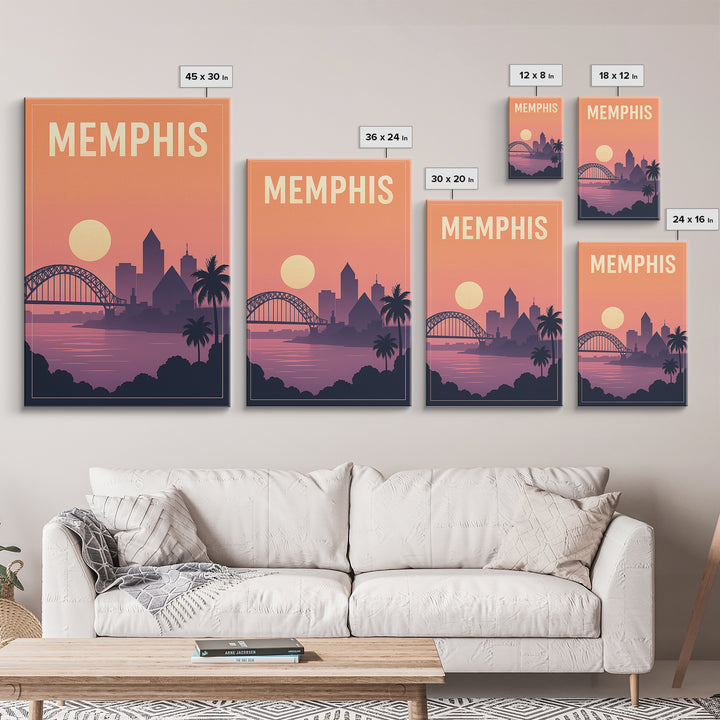 Memphis Travel Poster, Framed Canvas Print, Mid Century City Wall Art, Memphis Art Print, Home Office Decor, Fine Art Print, Poster Art