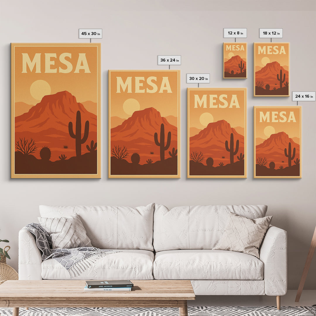 Mesa Travel Poster, Canvas Print, Classic Travel Poster Art, Mesa City Art, City Art Print, Travel Art Print, Travel Poster Art