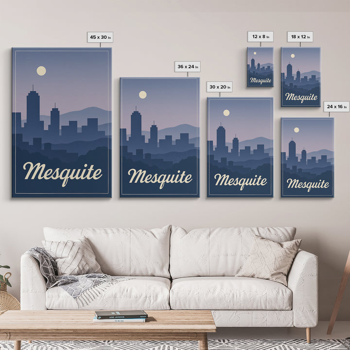 Mesquite Travel Poster, Framed Canvas Print, Mid Century City Wall Art, Mesquite Poster Print, Travel Poster Set, Home Office Decor