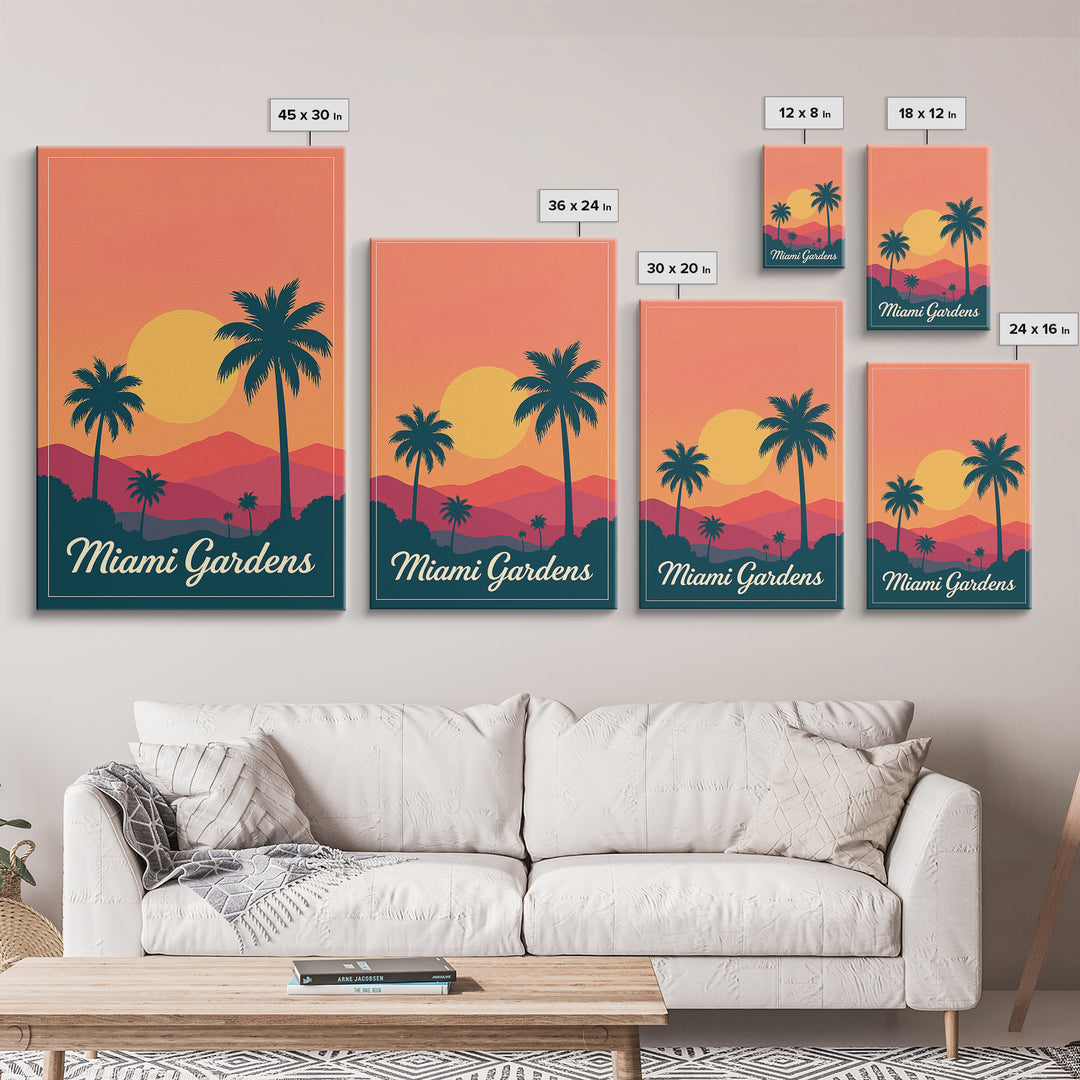 Miami Gardens Florida Travel Poster, Canvas Print, Vintage Travel Poster Art, Miami Gardens Poster Print, Gift For Travelers, City Art Print