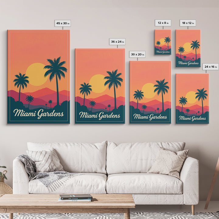 Miami Gardens Florida Travel Poster, Canvas Print, Vintage Travel Poster Art, Miami Gardens Poster Print, Gift For Travelers, City Art Print